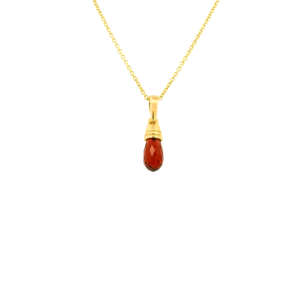 9ct yellow gold red garnet pendant