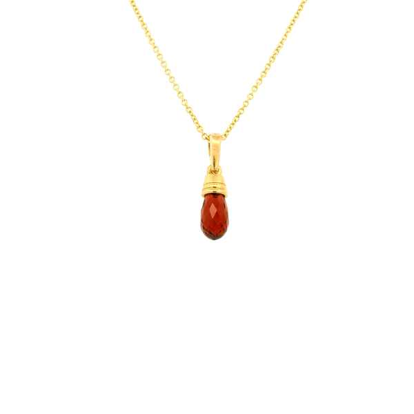 9ct yellow gold red garnet pendant