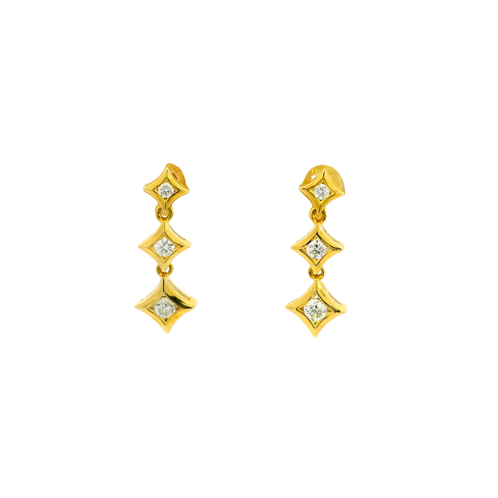 18ct yellow gold diamond drop earrrings