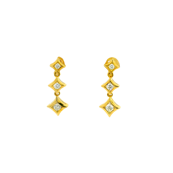 18ct yellow gold diamond drop earrrings