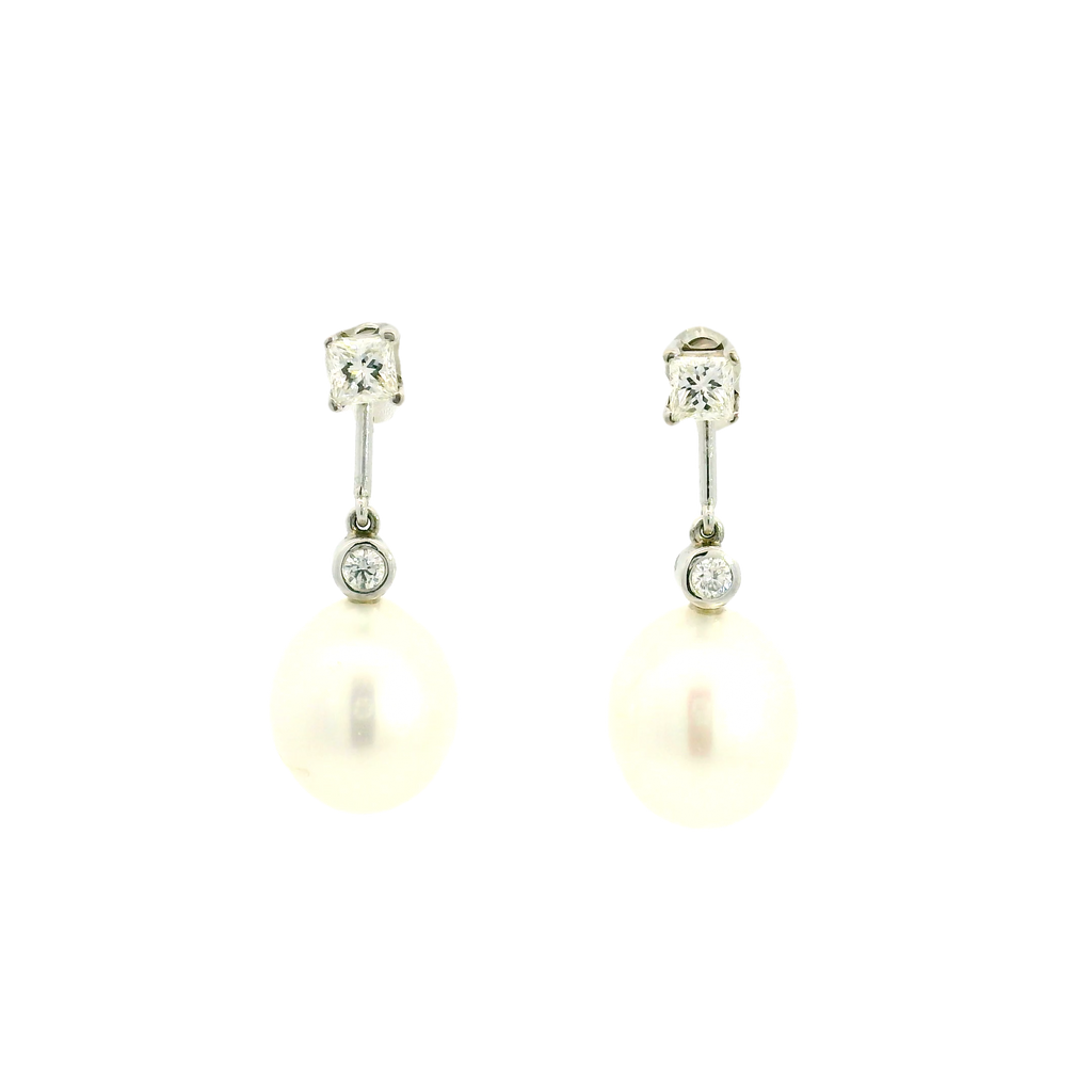 18ct white gold detachable pearl earrings