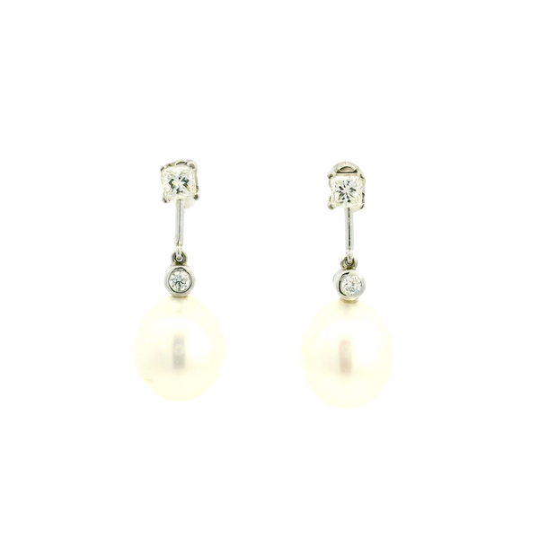 18ct white gold detachable pearl earrings