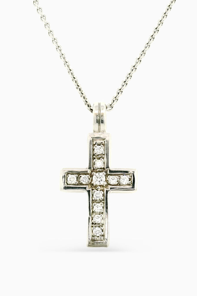 18ct white gold diamond cross pendant