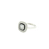 18ct white gold diamond and black enamel engagement ring