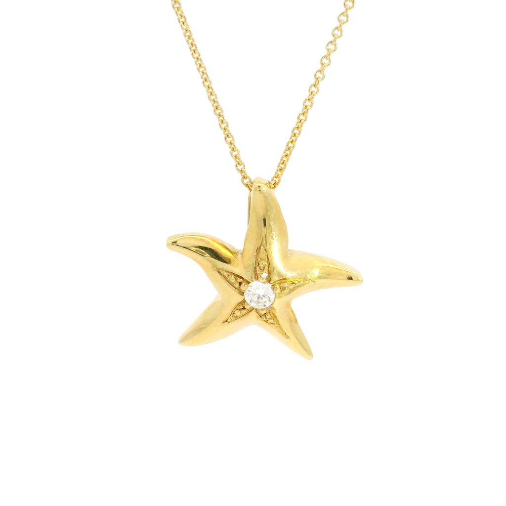 18ct yellow gold diamond starfish pendant