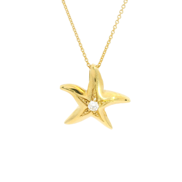 18ct yellow gold diamond starfish pendant