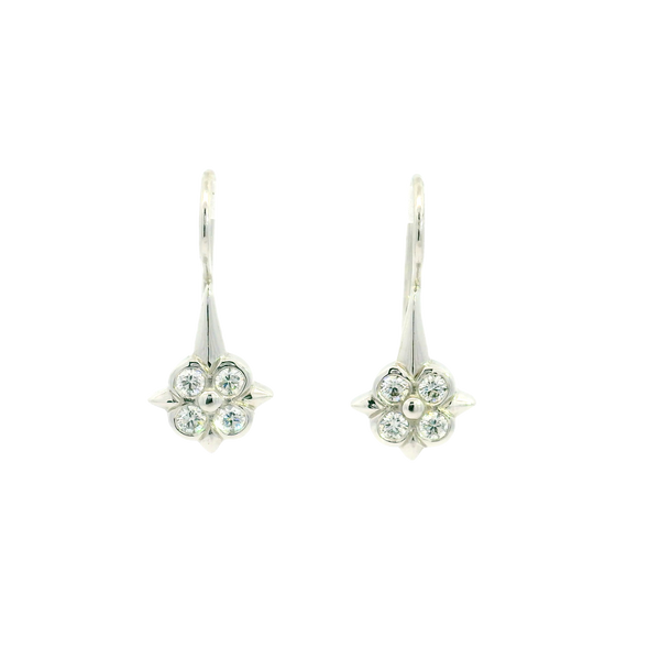 18ct white gold flower drop earrings