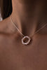 18ct white and rose gold sapphire and diamond circle pendant