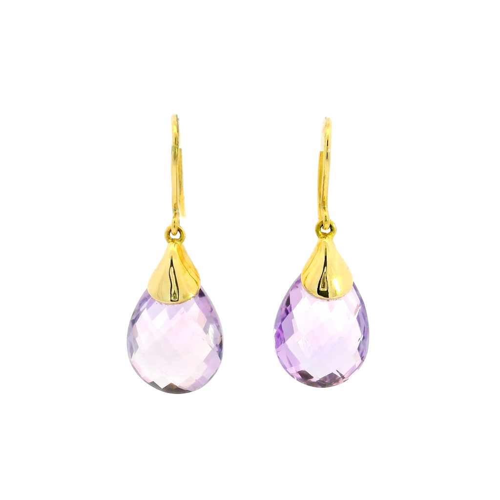 18ct yellow gold amethyst drop earrings