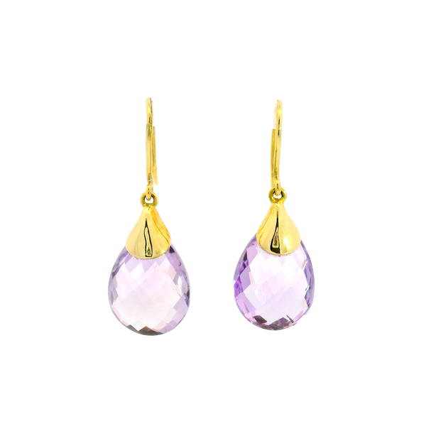 18ct yellow gold amethyst drop earrings