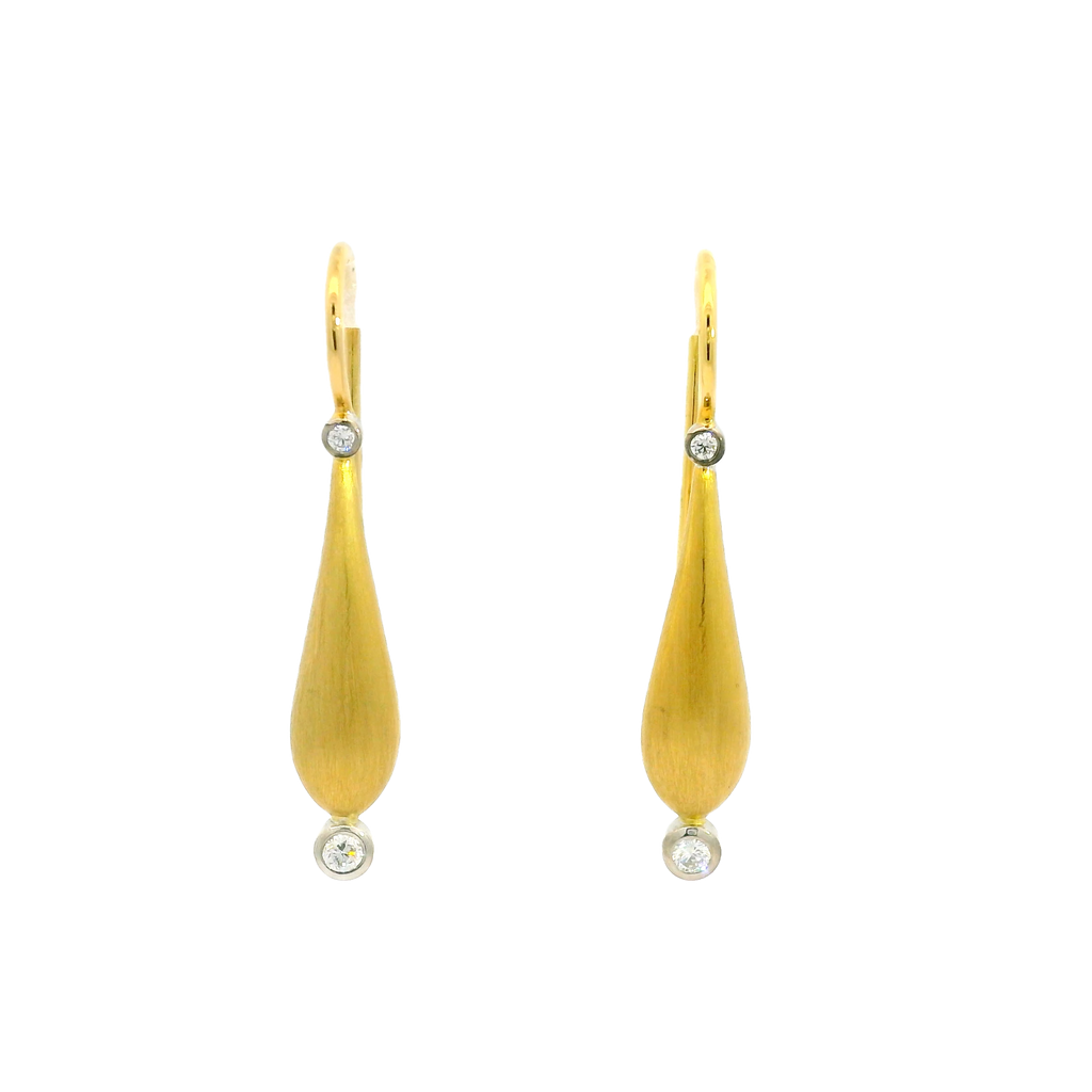 18ct yellow and white gold diamond drop earrings