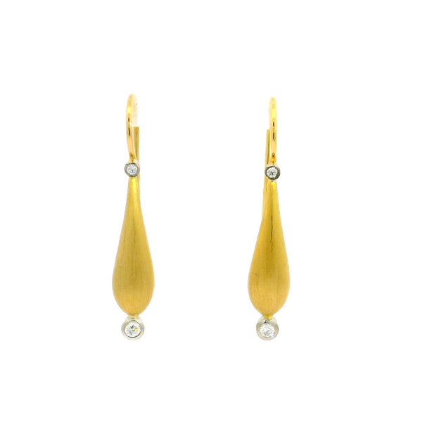 18ct yellow and white gold diamond drop earrings