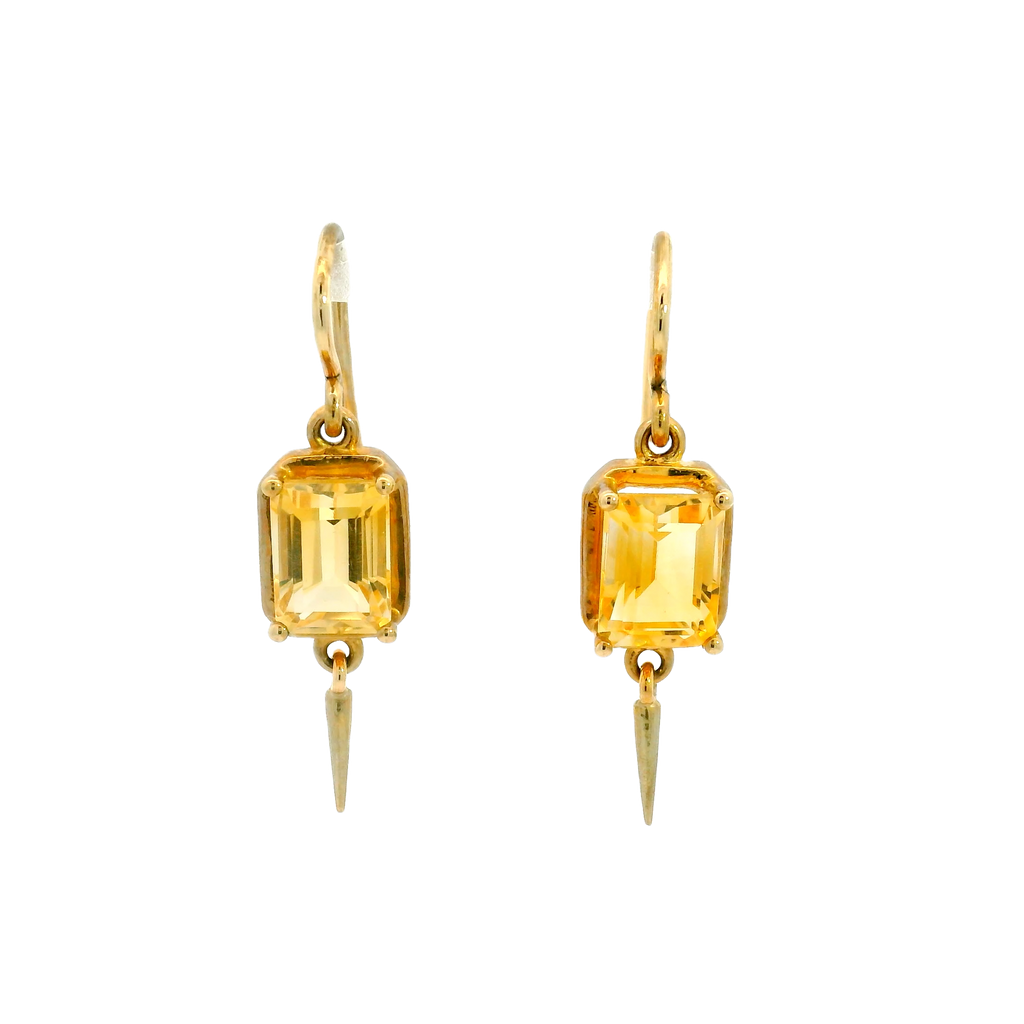 9ct yellow gold citrine drop earrings