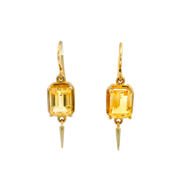 9ct yellow gold citrine drop earrings