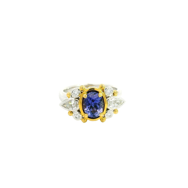 18ct yellow and white gold mauve sapphire dress ring