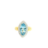 18ct yellow and white gold blue aquamarine dress ring