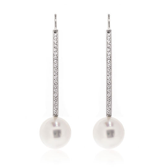 Diamond & Pearl White Gold Earrings